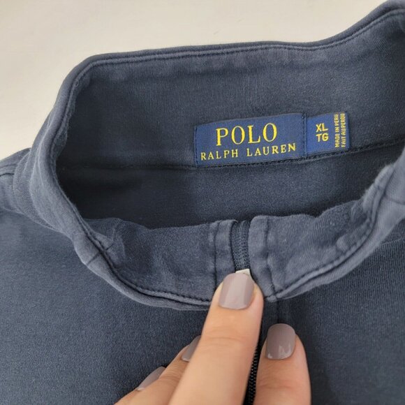 Polo Ralph Lauren XL Navy Blue Quarter Zip Pullover Sweater Men's Lightweight - Picture 4 of 5